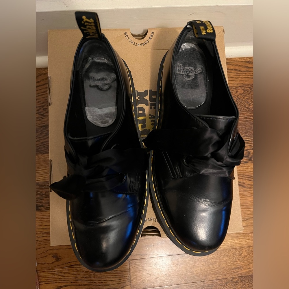Dr. Martens Holly Black Leather Platform 10